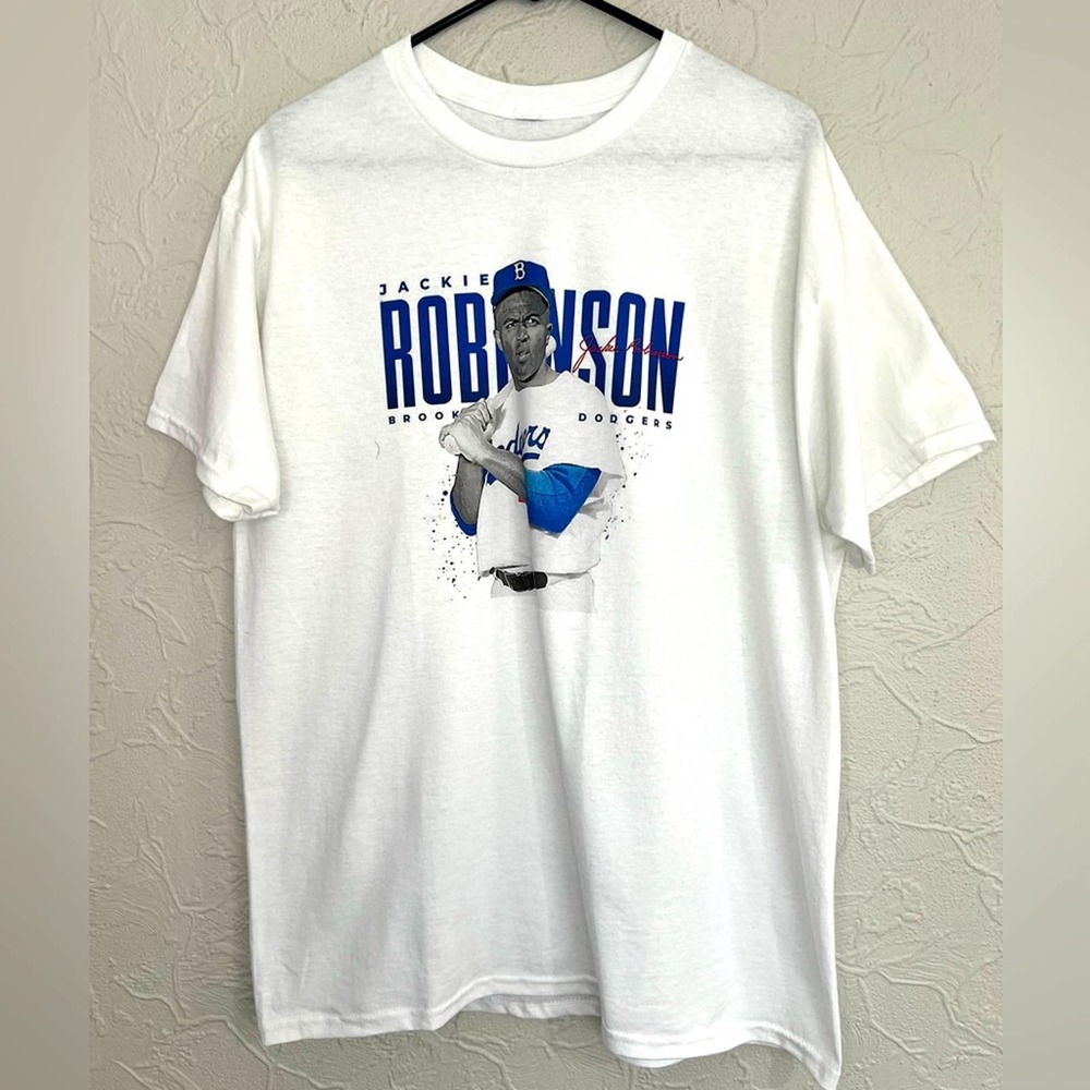 MENS BROOKLYN DODGES JACKIE ROBINSON PLAYER TRIBUTE TEE SHIRT SIZE LARGE